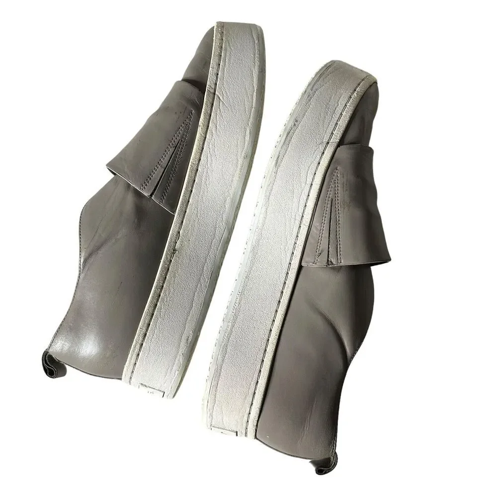 Vince Women's Platform Sneakers Size 9 Wallace Leather‎ Gray Slip On Shoes